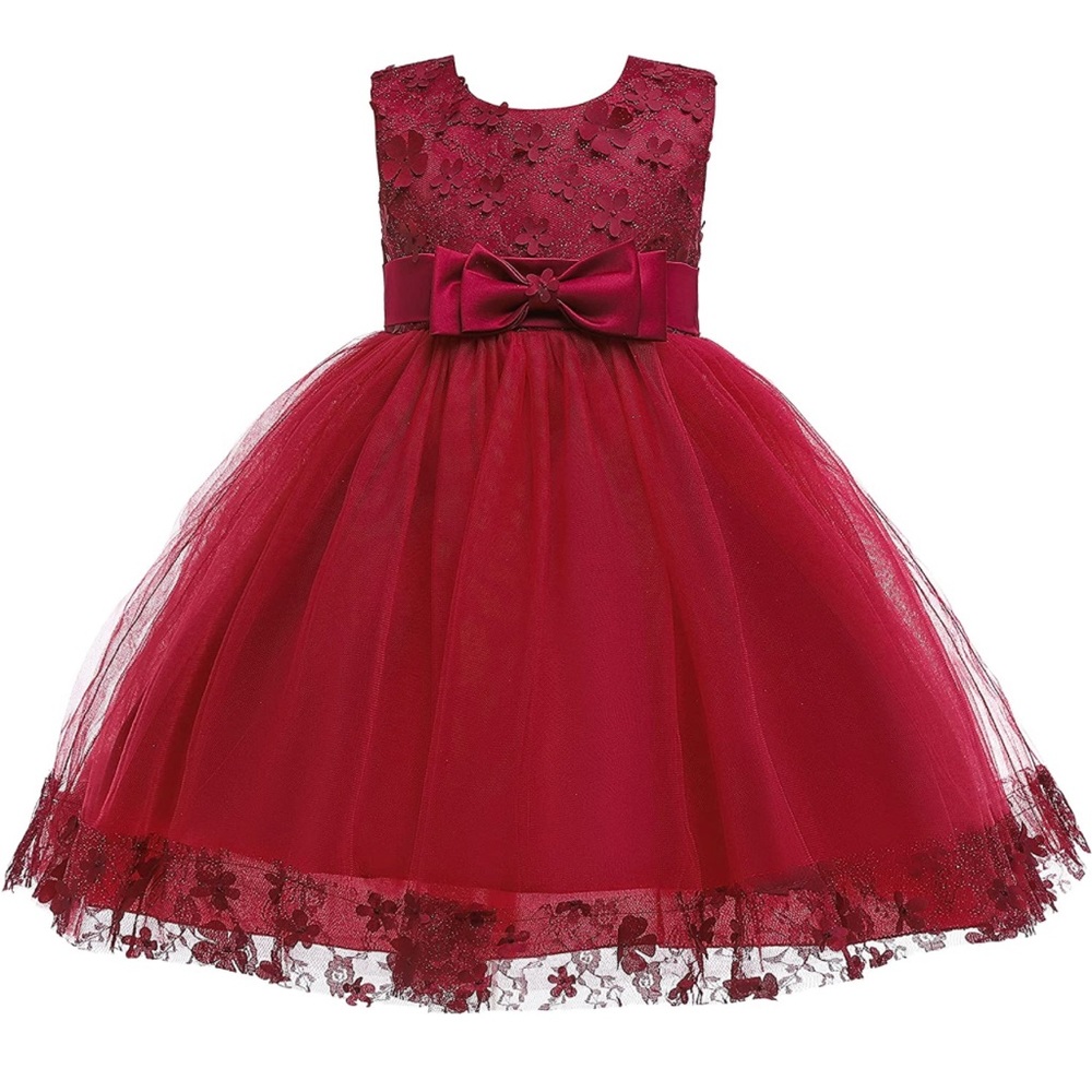 Beautiful Sleeveless Burgundy  Girls Formal Holiday Dress.. Size 3-4T